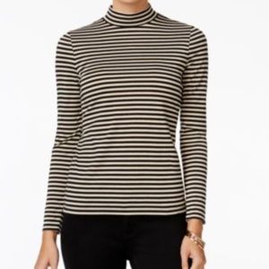 NEW STRIPED METALLIC MOCK NECK MACY'S $39. LOT1613